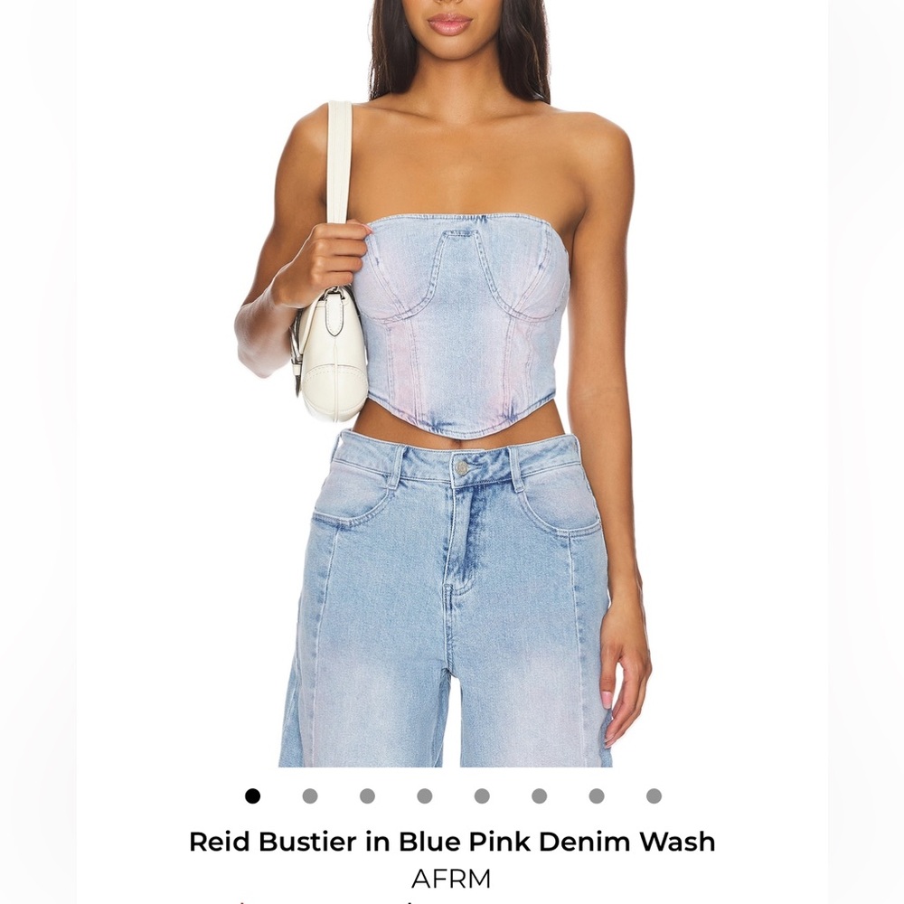 AFRM Blue and Pink Denim Bustier REVOLVE